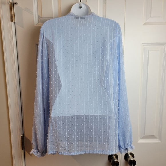 Grace Karin Baby Blue‎ Longsleeve Thin Blouse Large - Picture 6 of 12